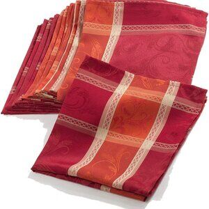 Multi Color Red Holiday Thanksgiving Christmas Plaid Design Cloth Napkins, 20" S